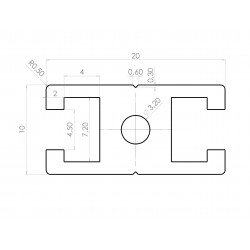 Profilé aluminium plat 20x10